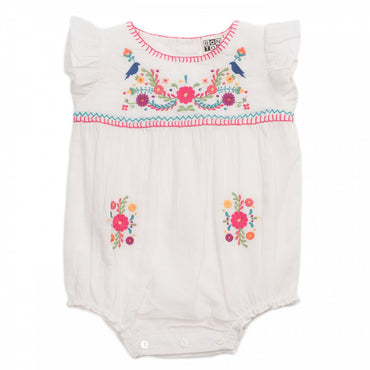 Bonton Baby Romper Embroidered With Flowers