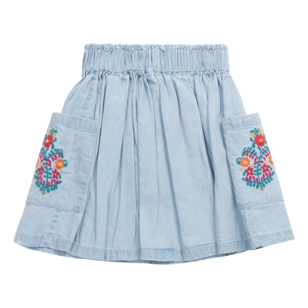Embroided Chambray Skirt